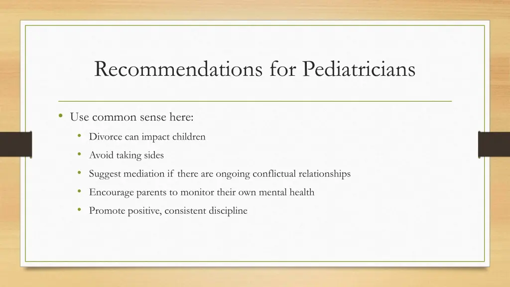 recommendations for pediatricians