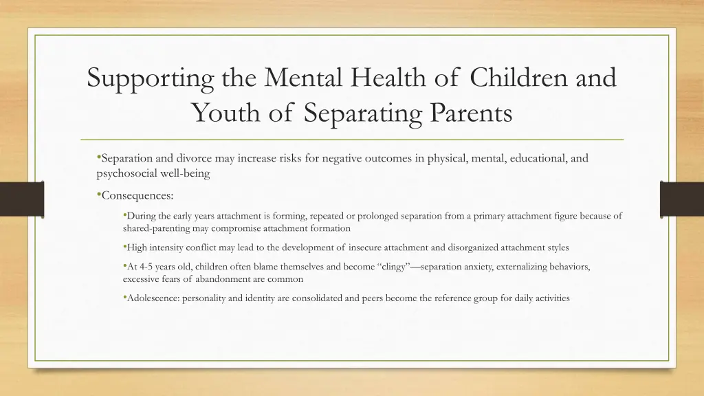 supporting the mental health of children