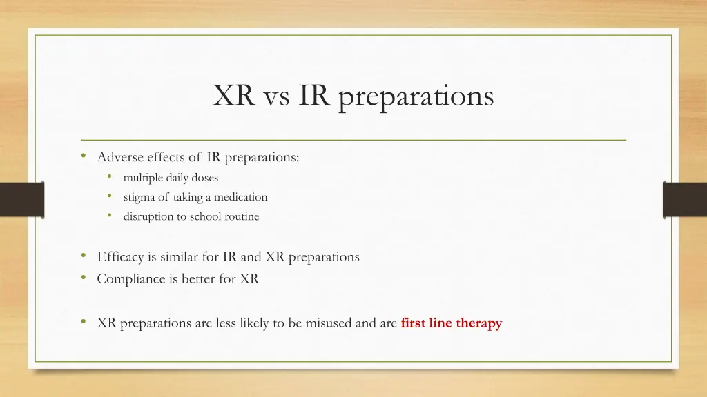 xr vs ir preparations