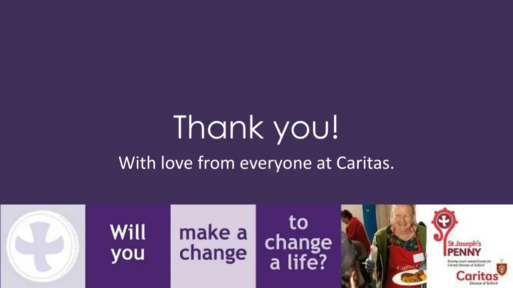 thank you with love from everyone at caritas