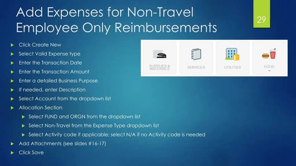 add expenses for non travel employee only