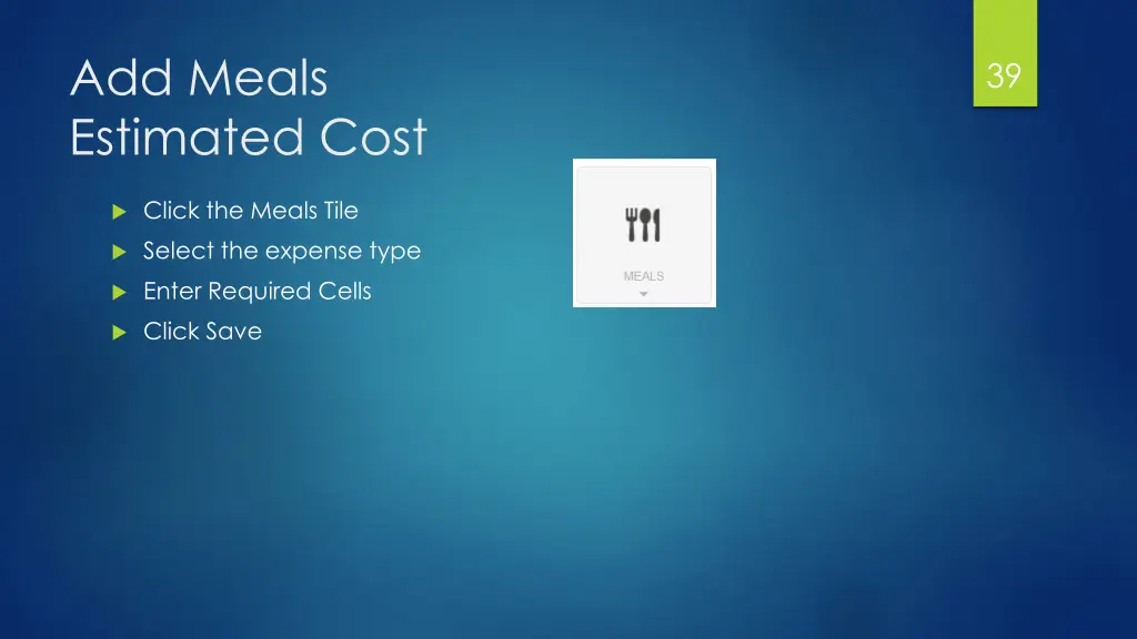 add meals estimated cost