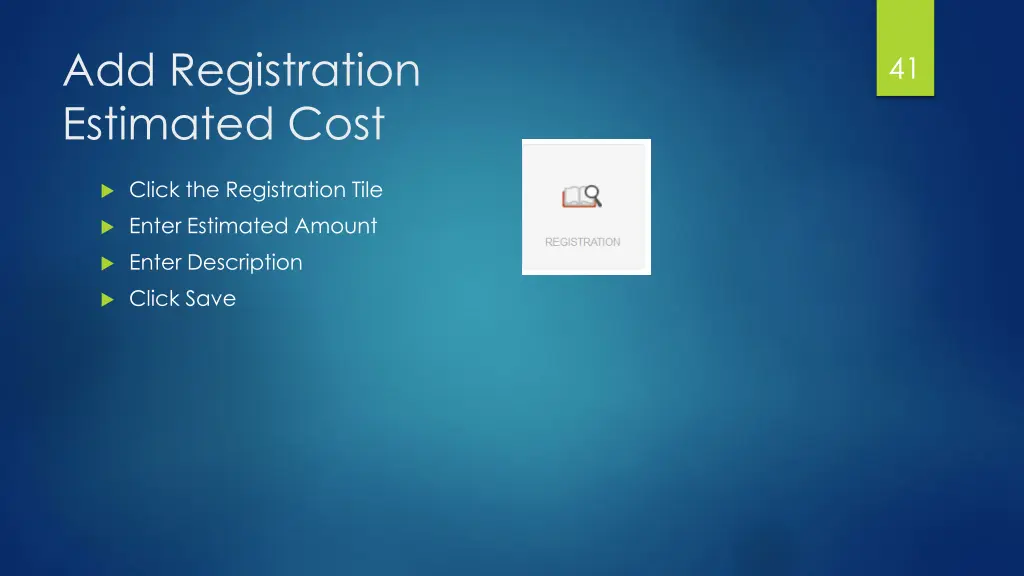 add registration estimated cost