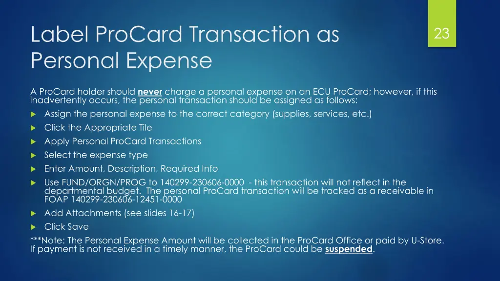 label procard transaction as personal expense