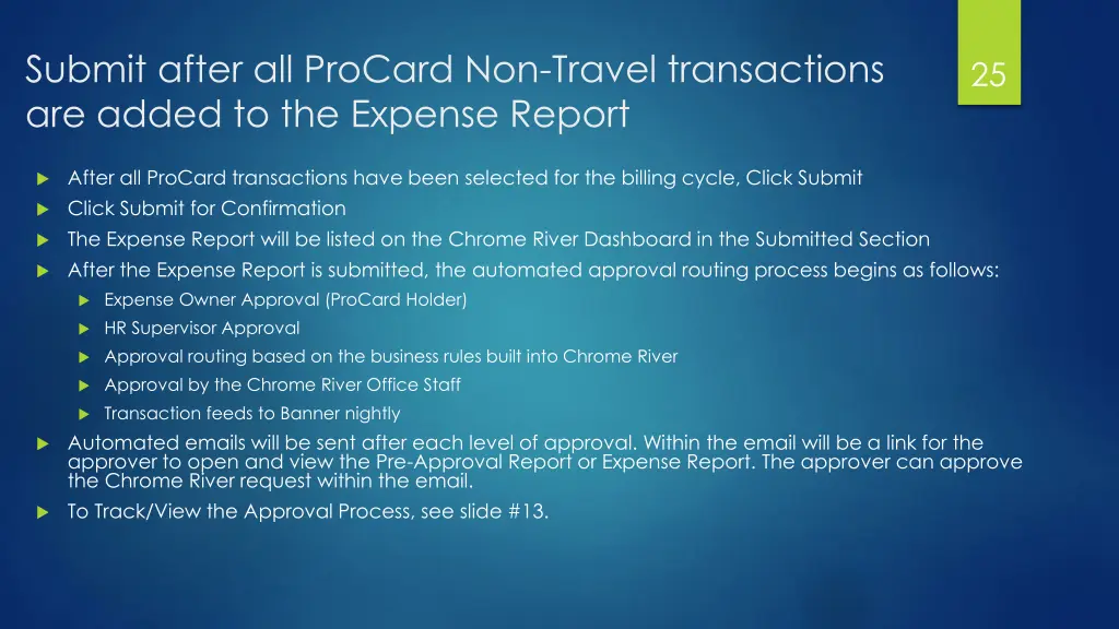 submit after all procard non travel transactions