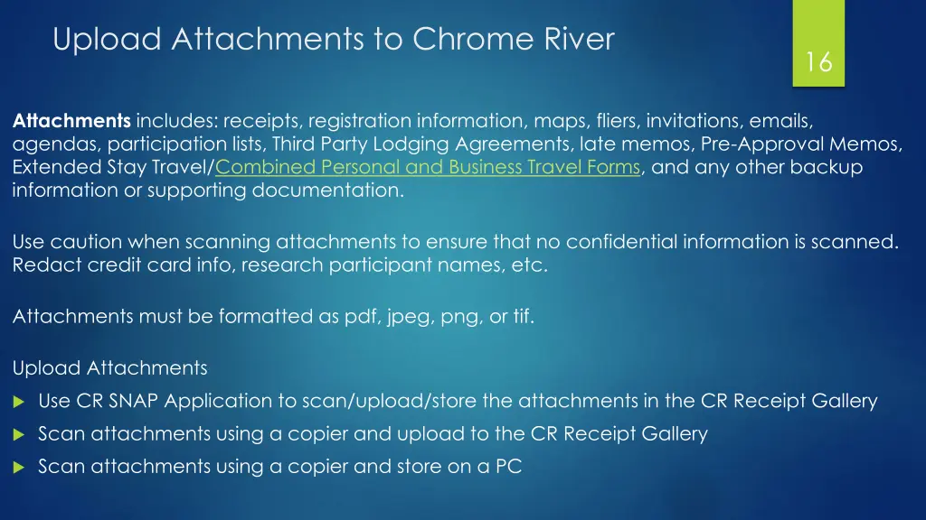 upload attachments to chrome river