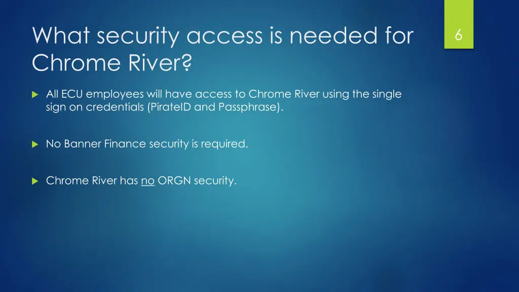 what security access is needed for chrome river