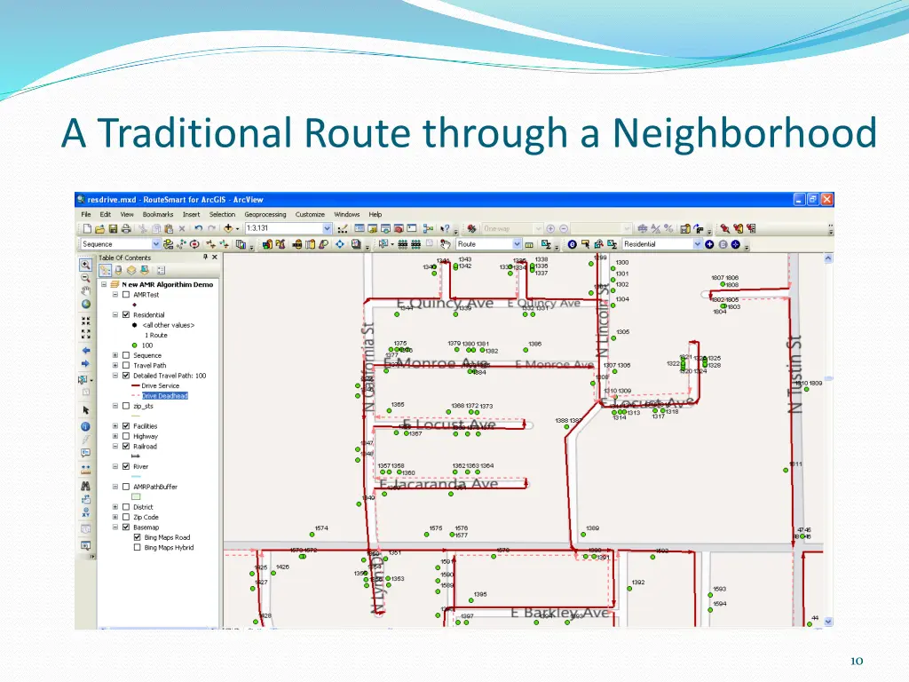 a traditional route through a neighborhood