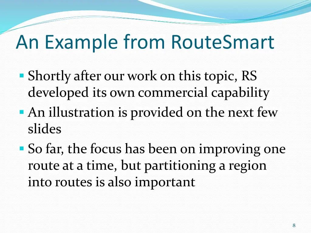 an example from routesmart