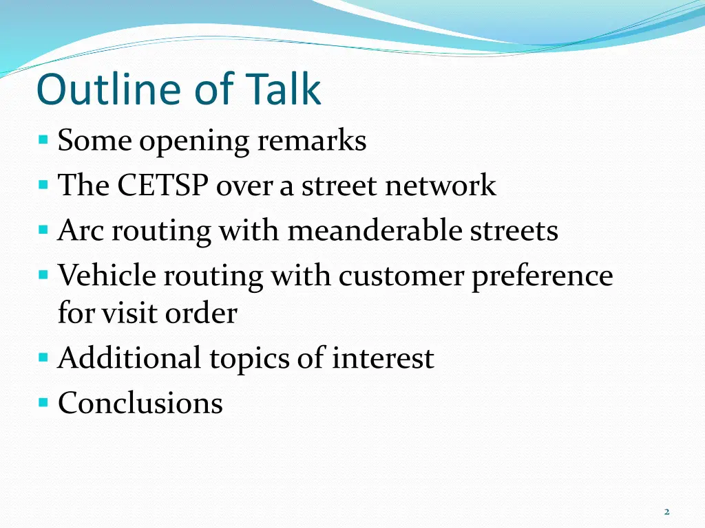 outline of talk some opening remarks the cetsp