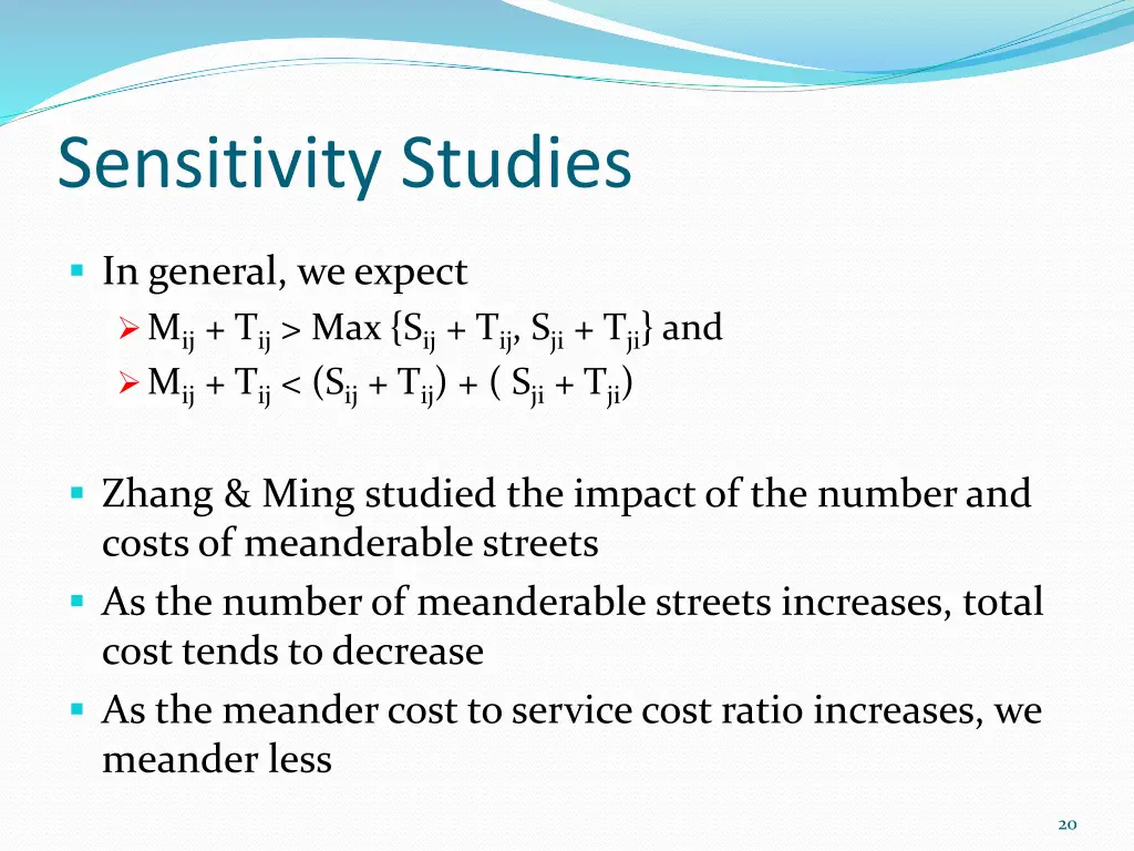 sensitivity studies