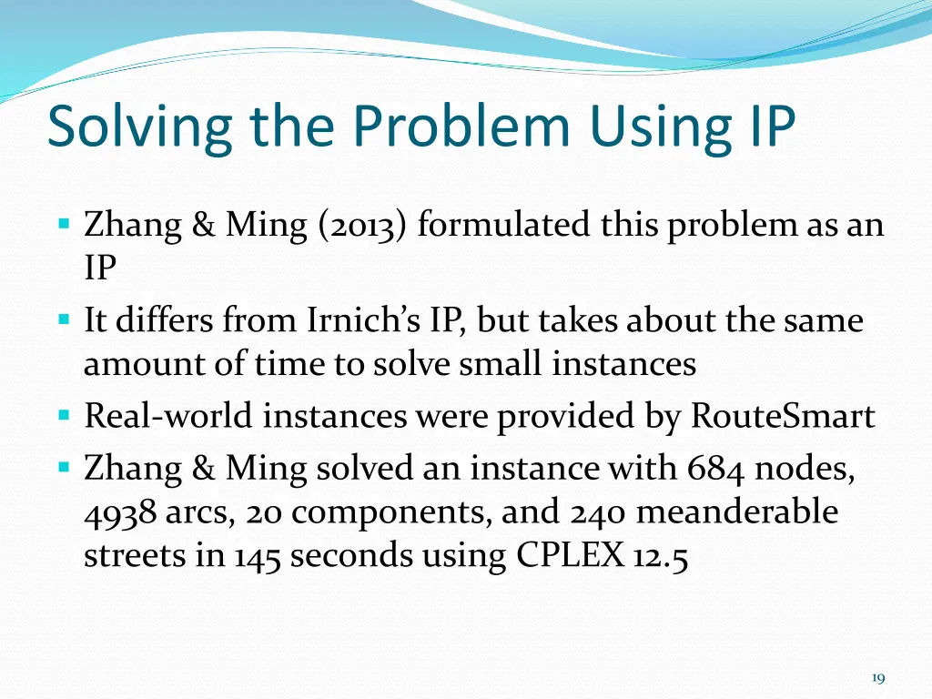 solving the problem using ip