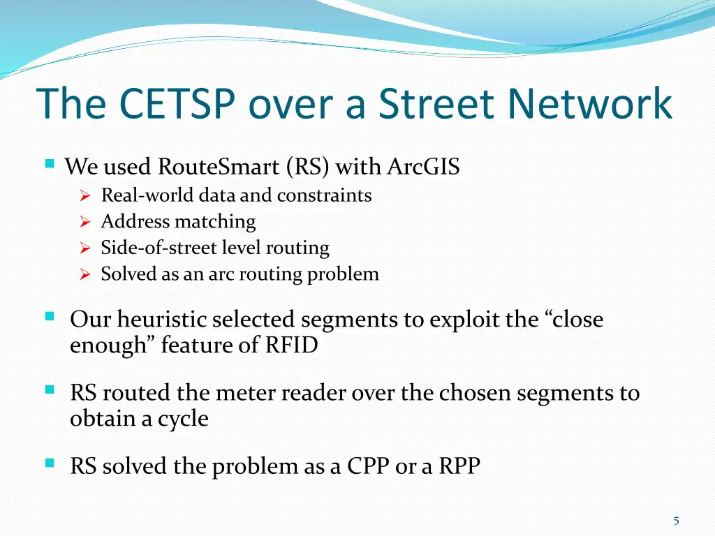 the cetsp over a street network 1