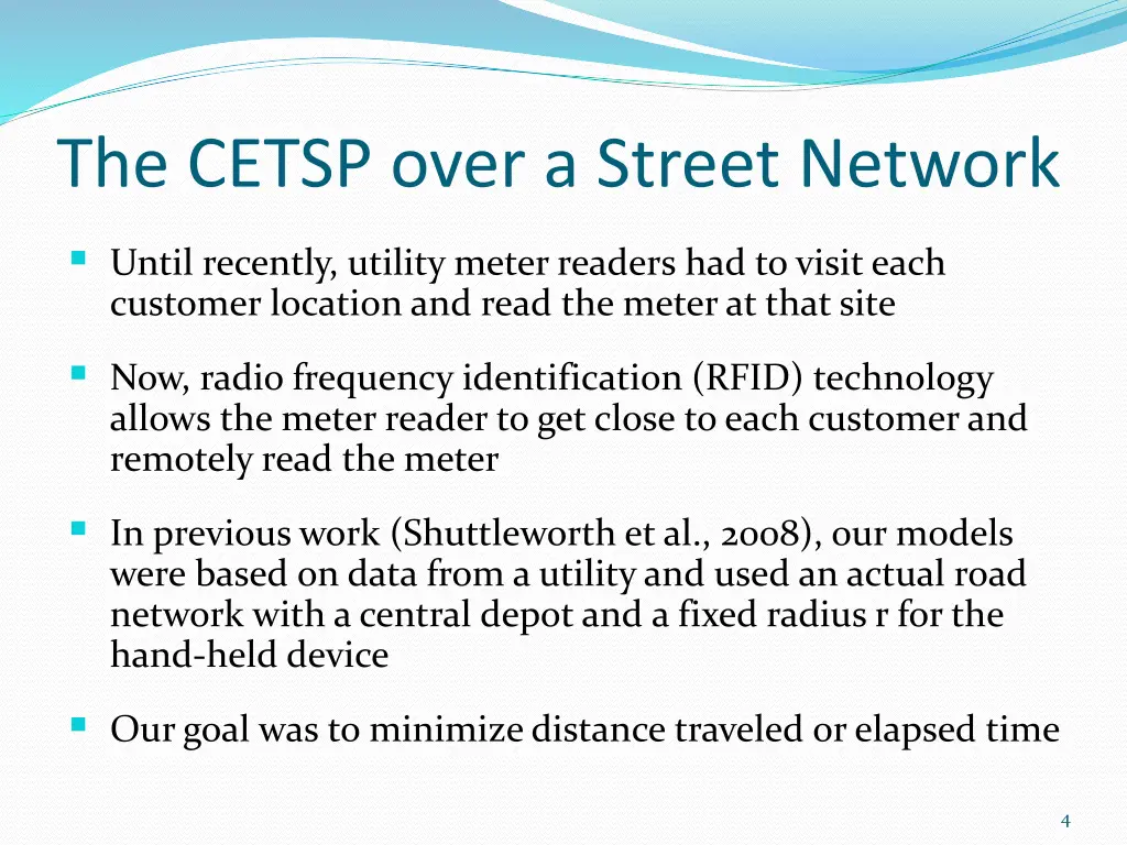 the cetsp over a street network