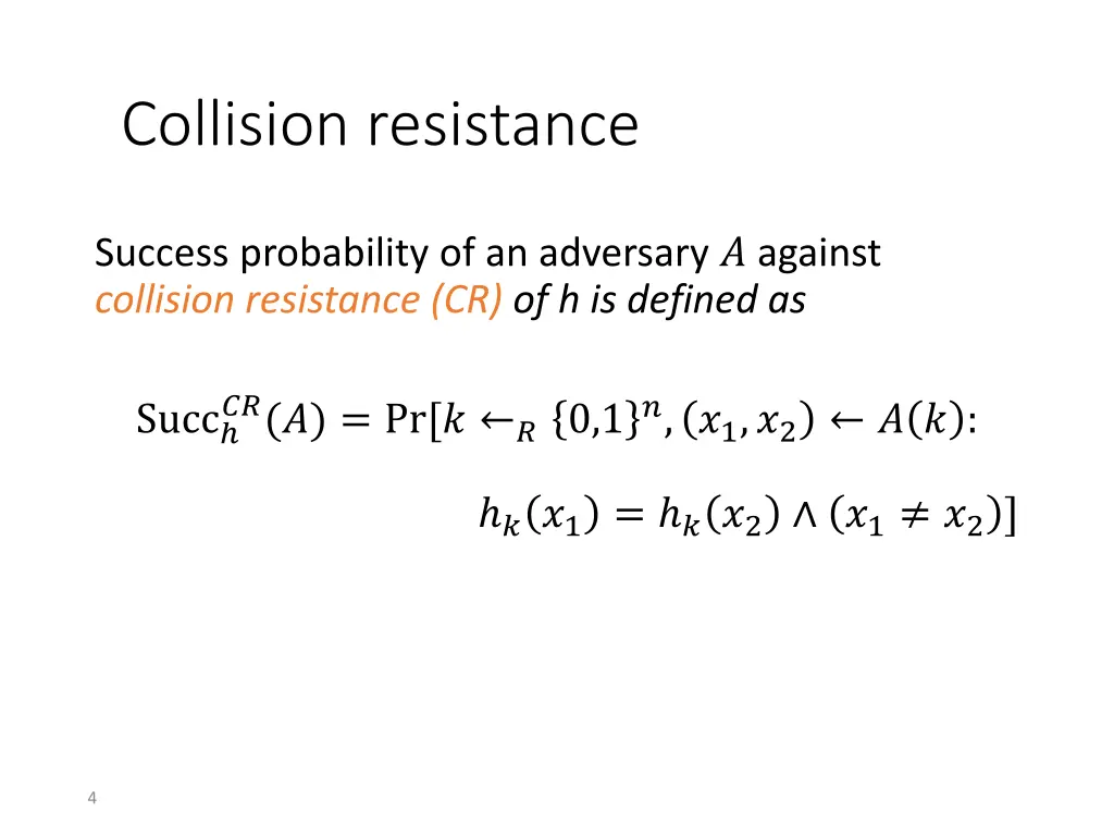 collision resistance