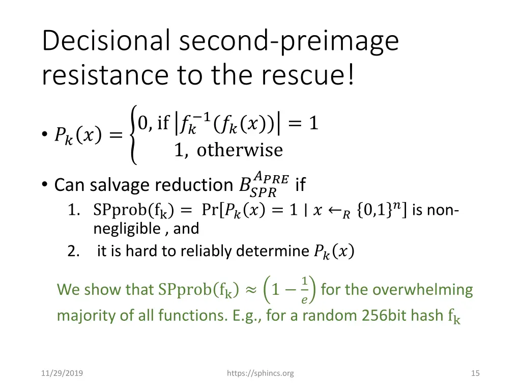 decisional second preimage resistance