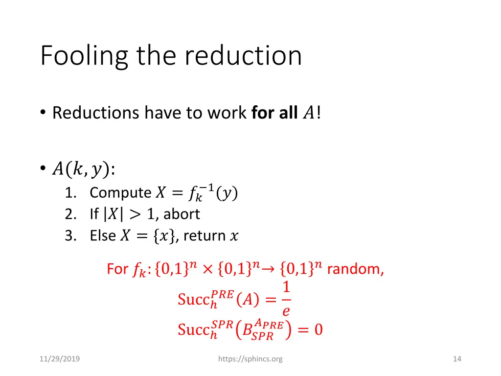 fooling the reduction