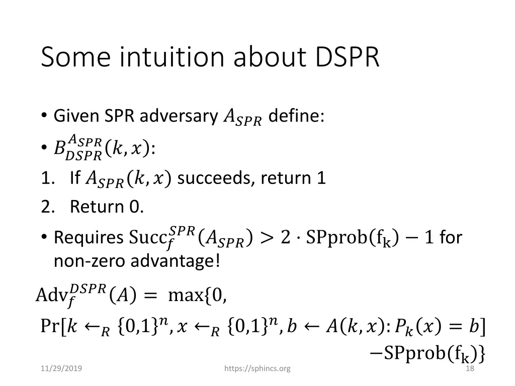 some intuition about dspr 1