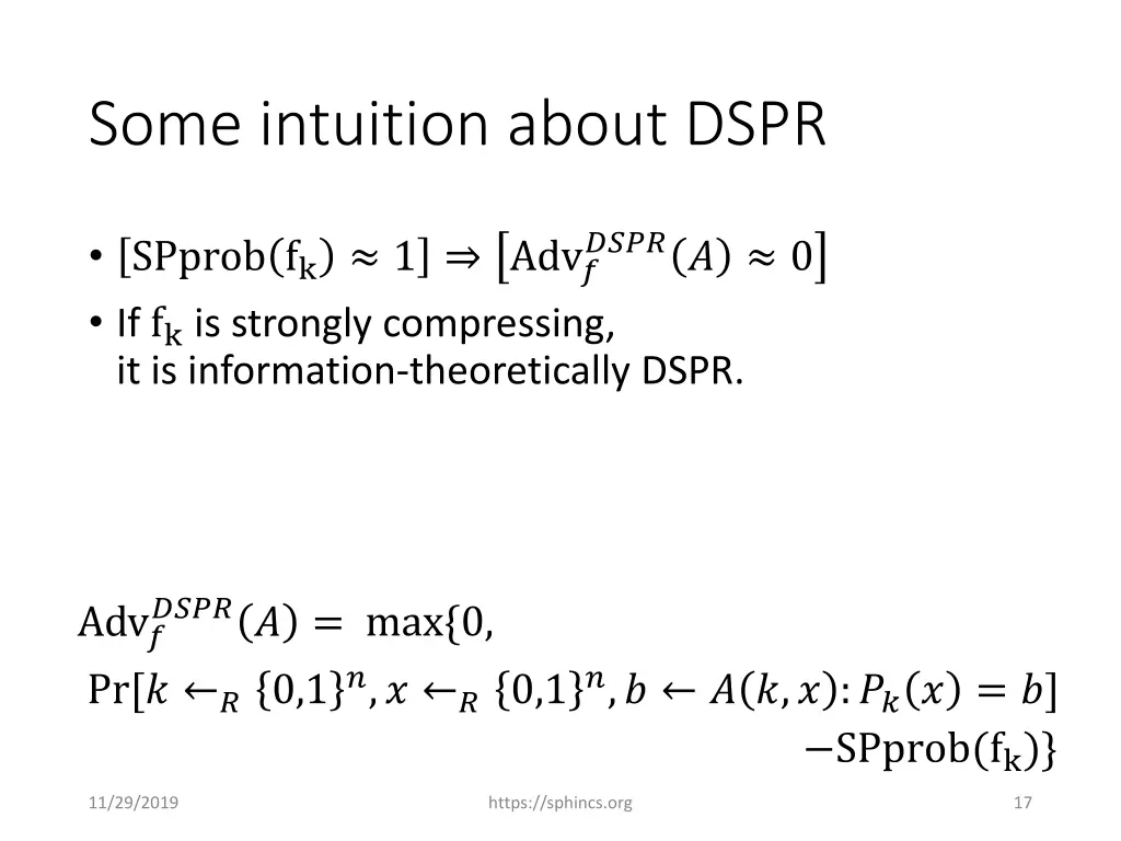 some intuition about dspr