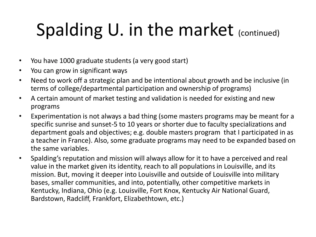 spalding u in the market continued