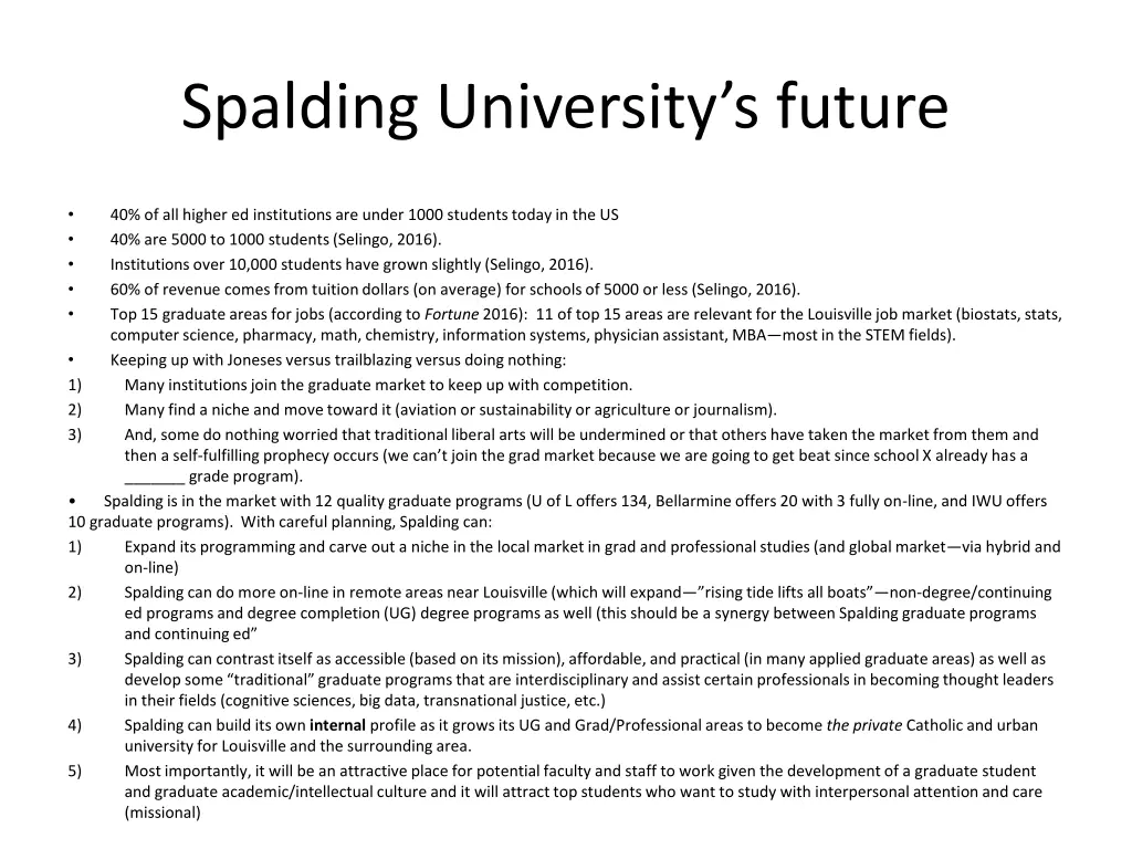 spalding university s future