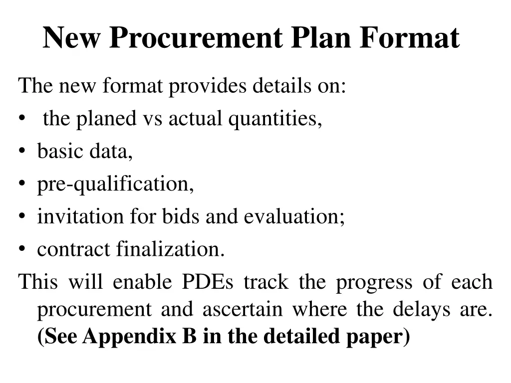 new procurement plan format