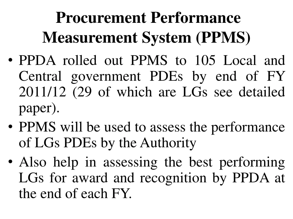 procurement performance measurement system ppms