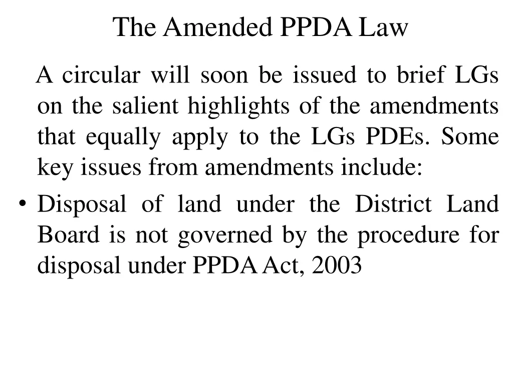 the amended ppda law