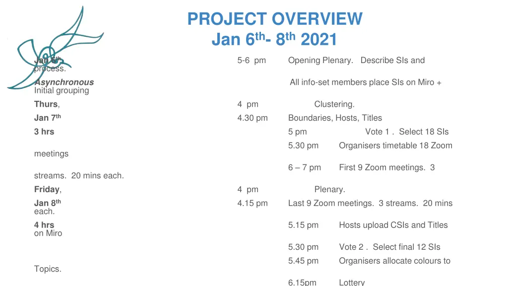 project overview jan 6 th 8 th 2021