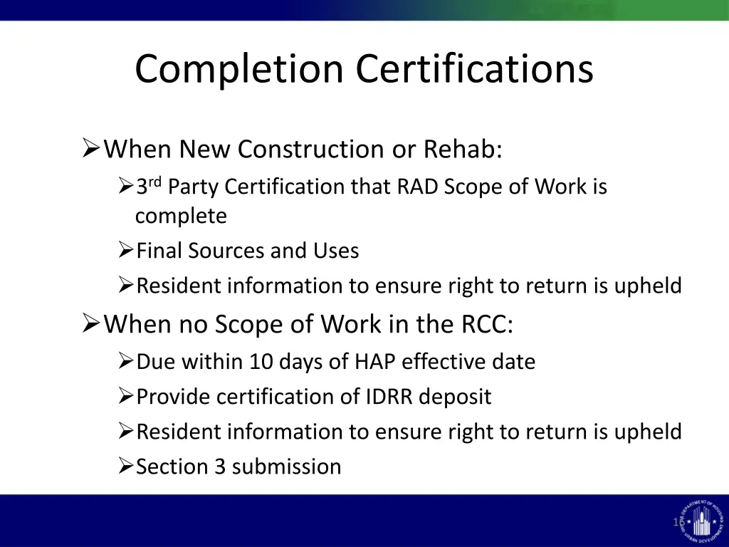 completion certifications