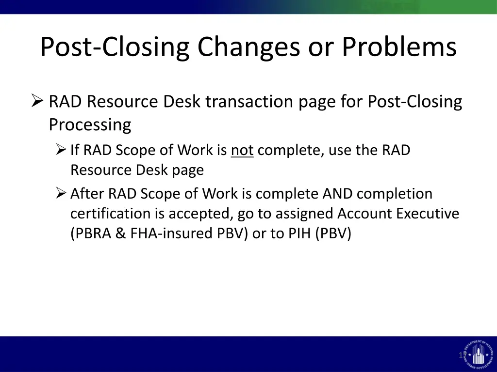 post closing changes or problems