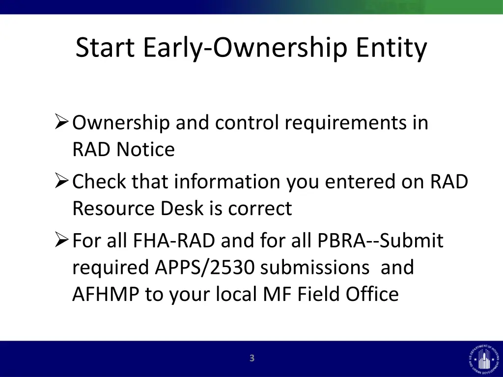 start early ownership entity