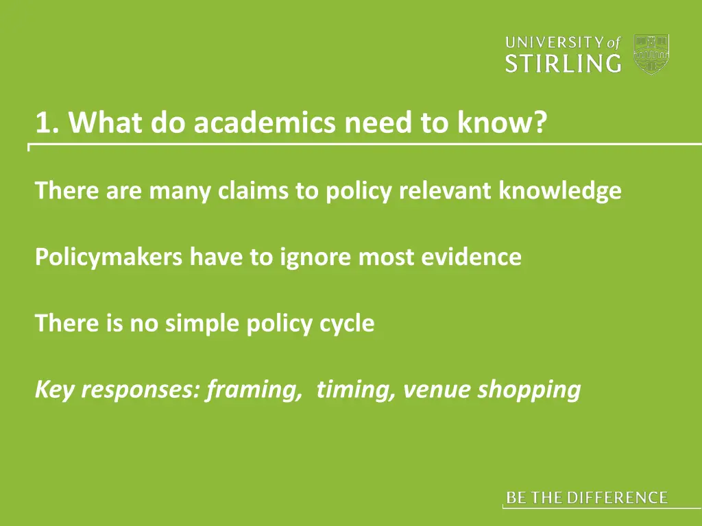 1 what do academics need to know