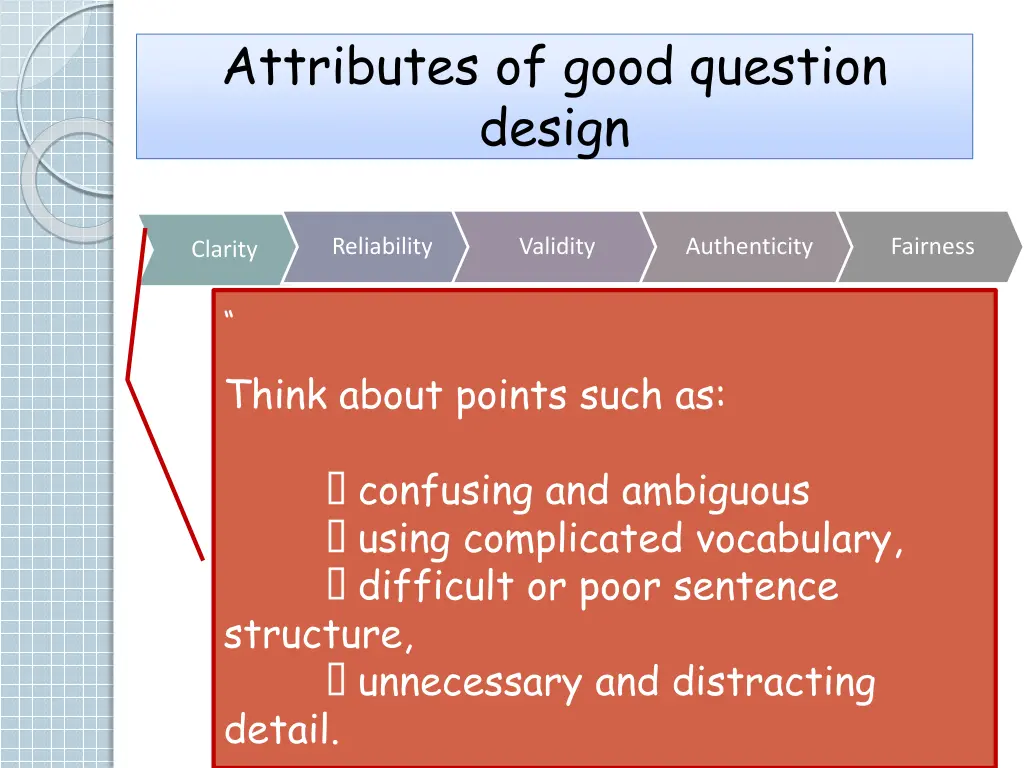 attributes of good question design