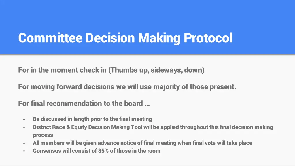 committee decision making protocol