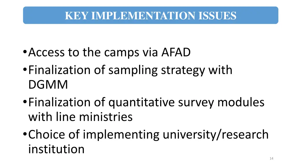 key implementation issues