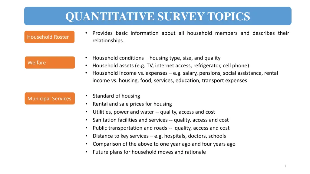 quantitative survey topics