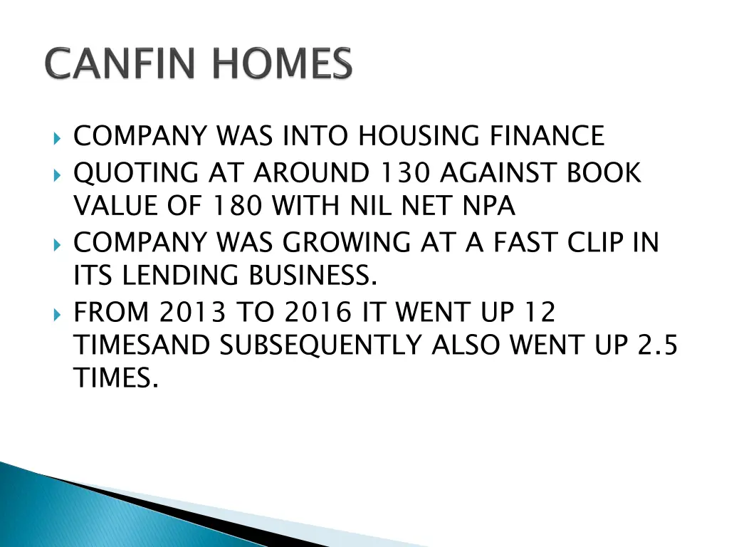 company was into housing finance quoting