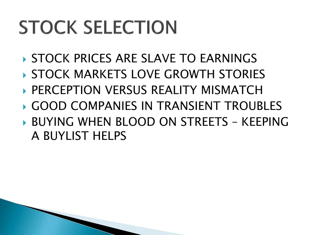 stock prices are slave to earnings stock markets