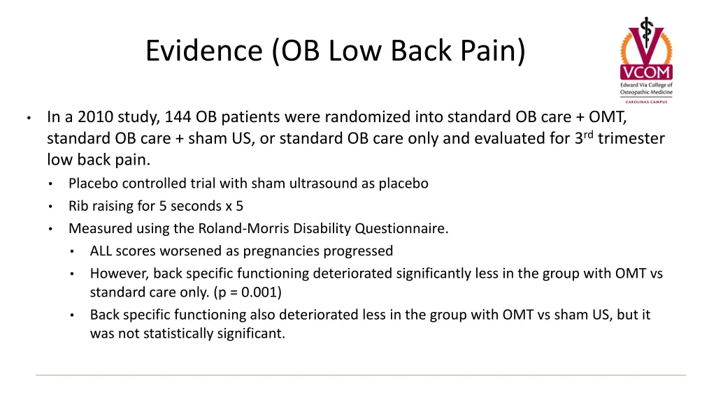 evidence ob low back pain