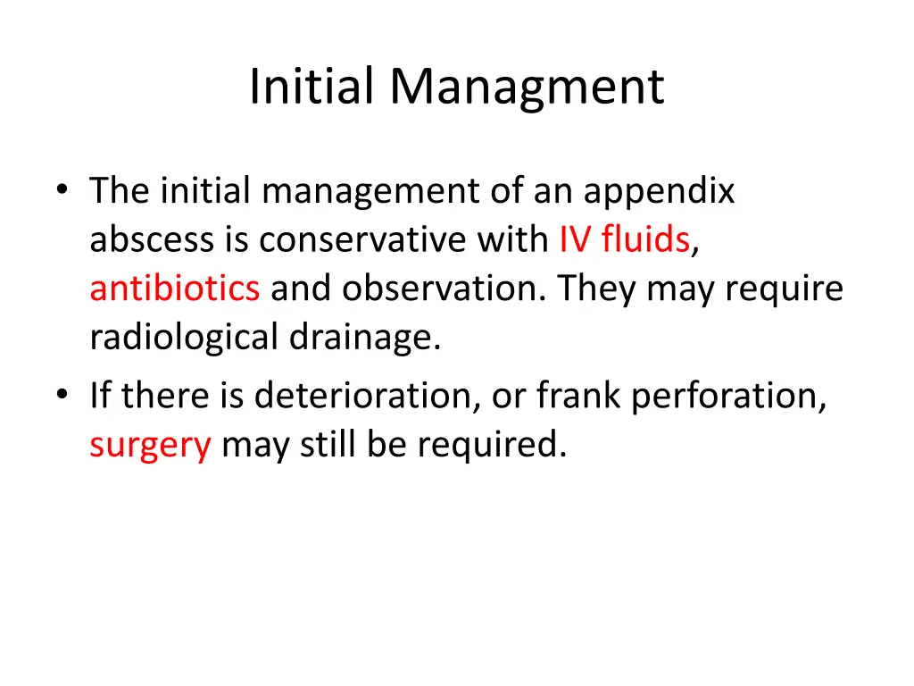 initial managment