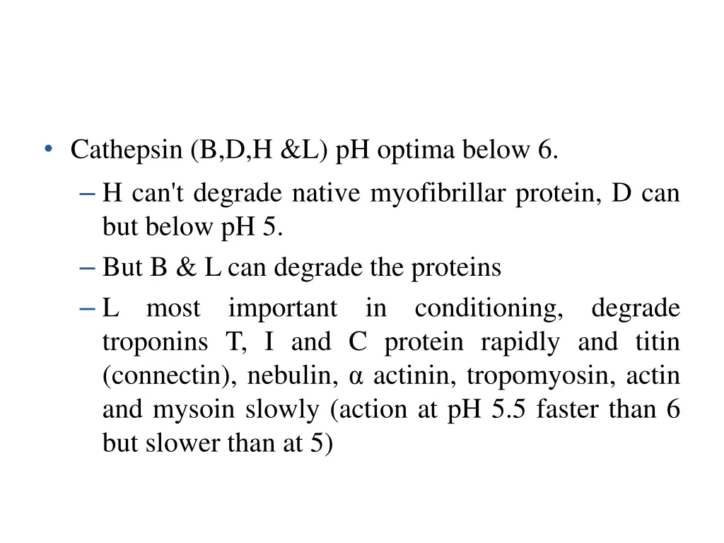 cathepsin b d h l ph optima below