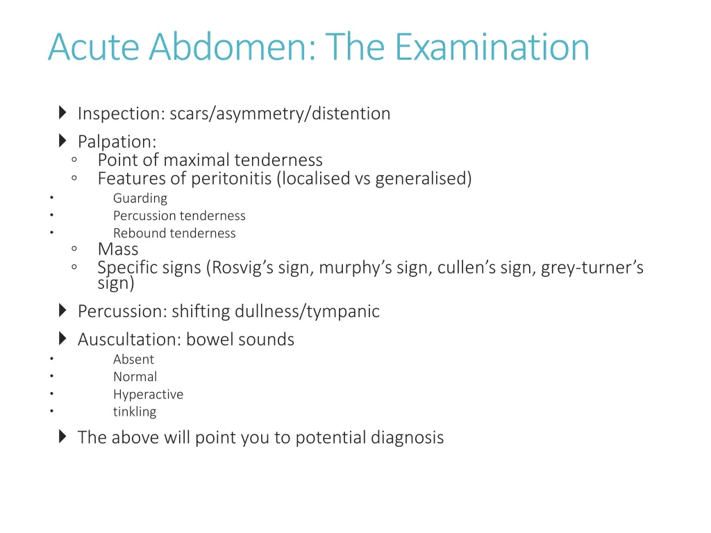 acute abdomen the examination