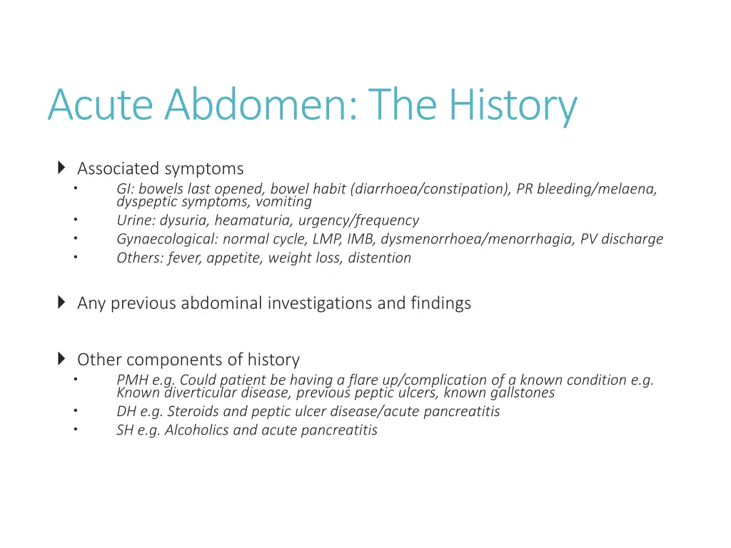 acute abdomen the history 1