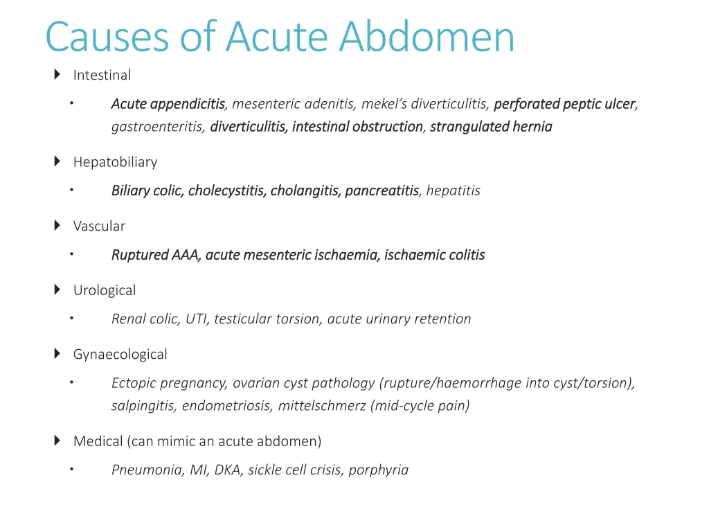 causes of acute abdomen intestinal