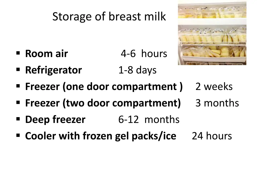 storage of breast milk