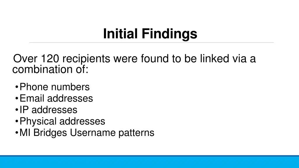 initial findings