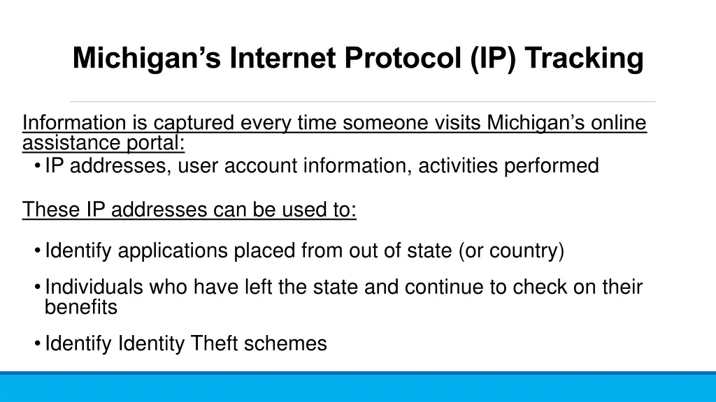 michigan s internet protocol ip tracking