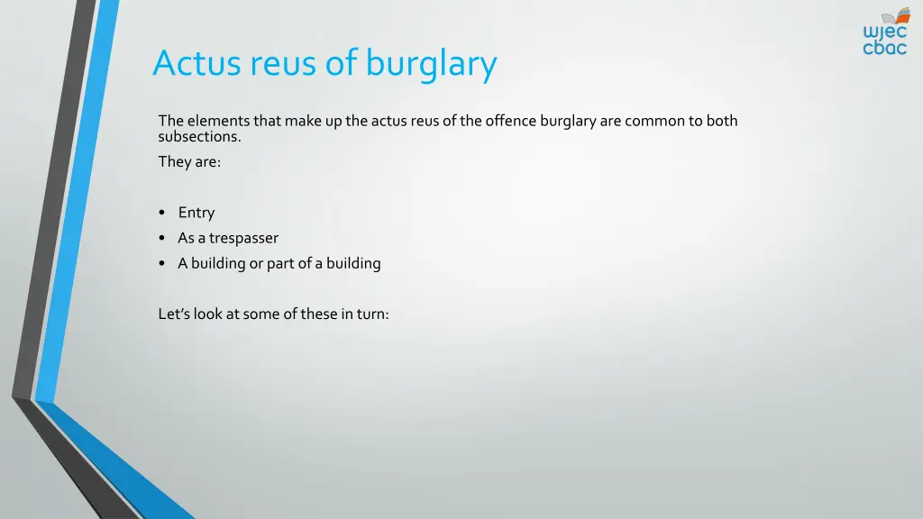 actus reusof burglary