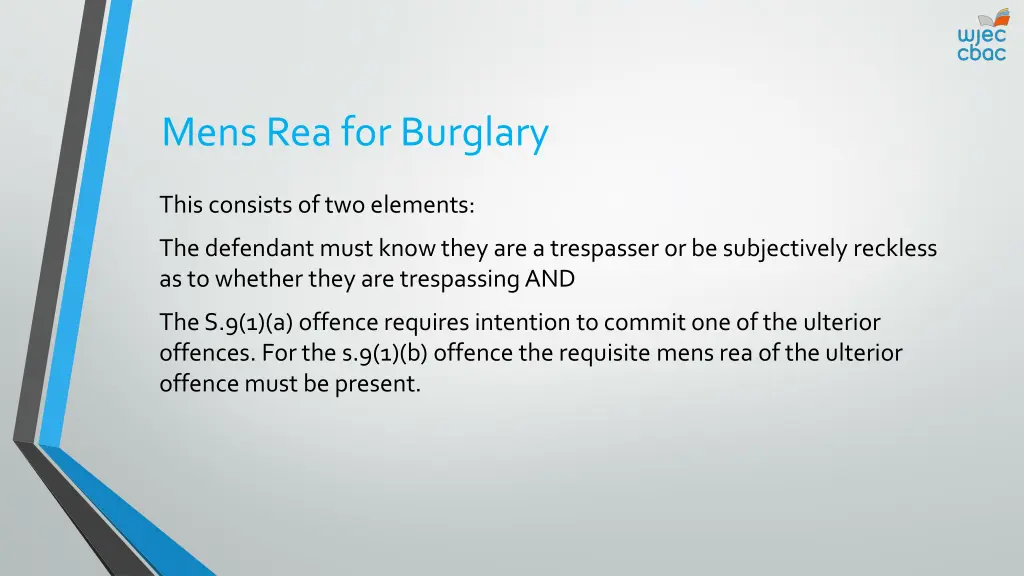 mens rea for burglary